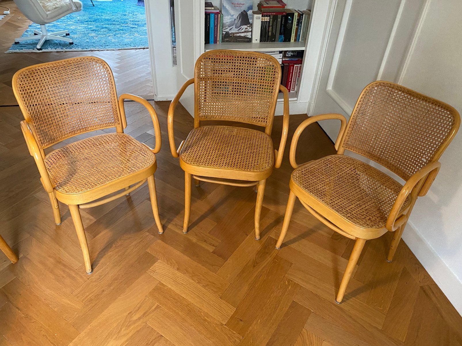 Drie Thonet stoelen uit de jaren ‘90, Gebruikt, Drie, Bruin, Hout