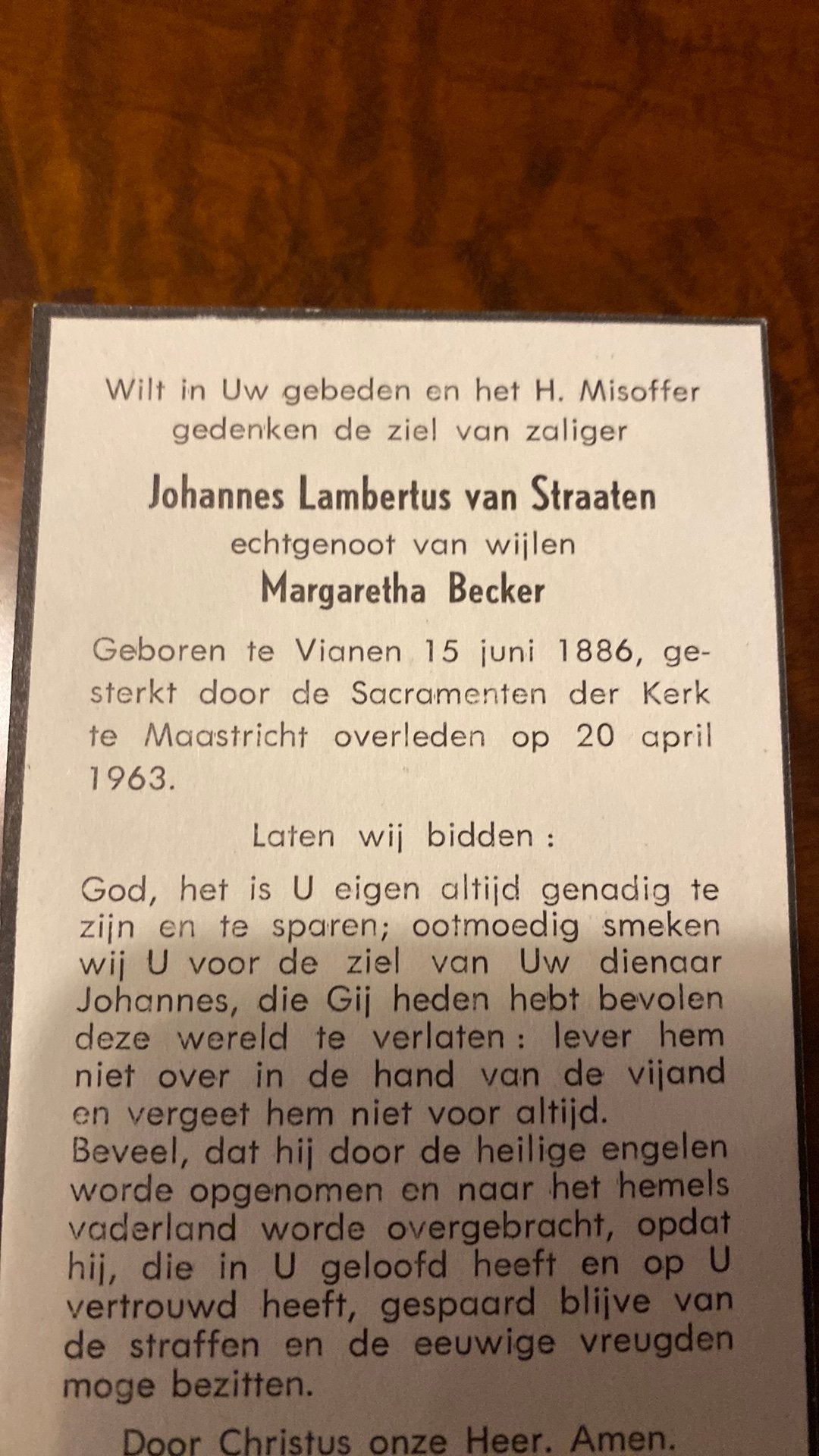 JL van Straaten x Becker 1886 Vianen 1963 Maastricht, Verzamelen, Ophalen of Verzenden