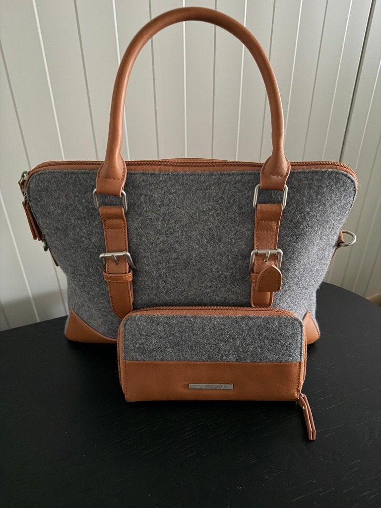 Handtas met portemonnee, Ophalen of Verzenden, Nieuw, Grijs, Handtas