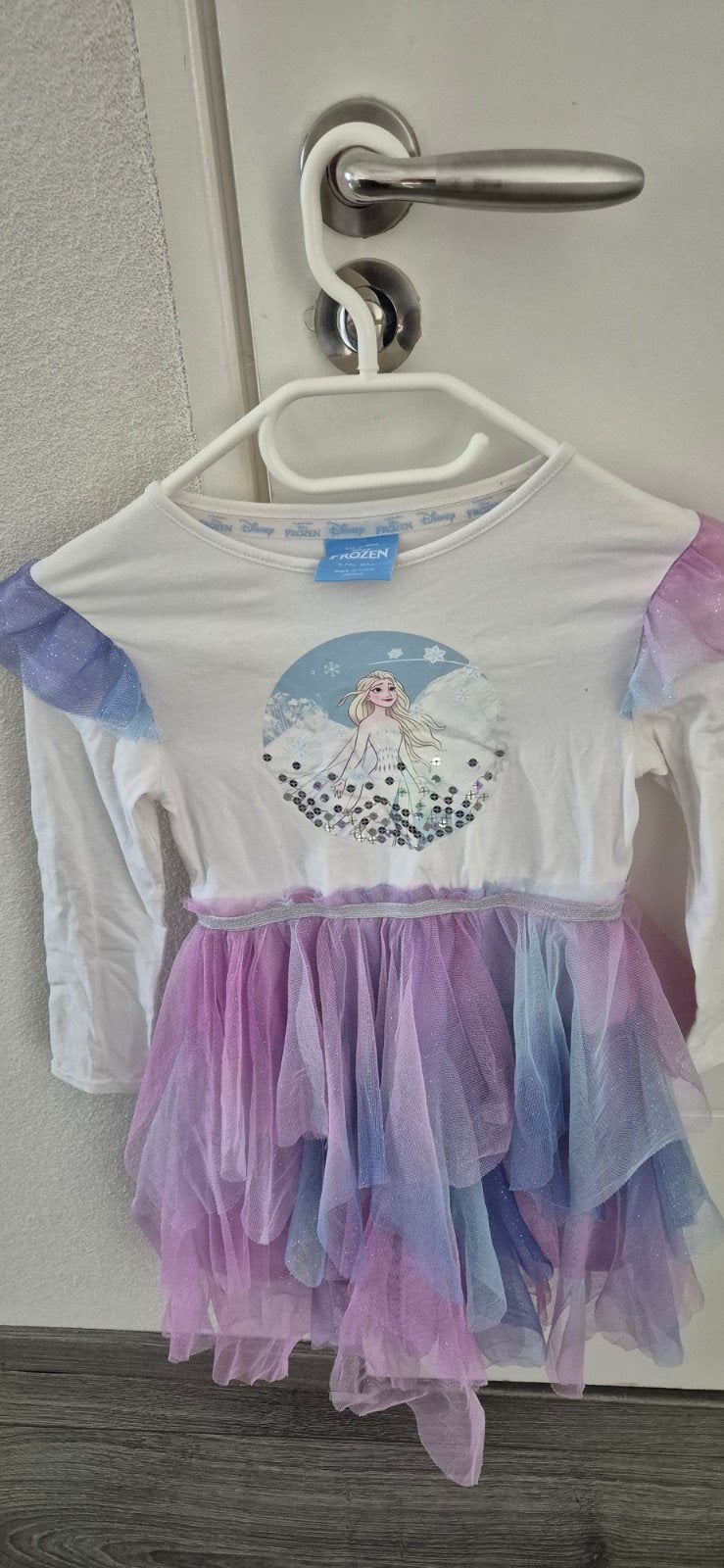 Elsa Frozen jurk met tule rok - maat 122/128, Ophalen of Verzenden, Gebruikt, 122 t/m 128, Meisje