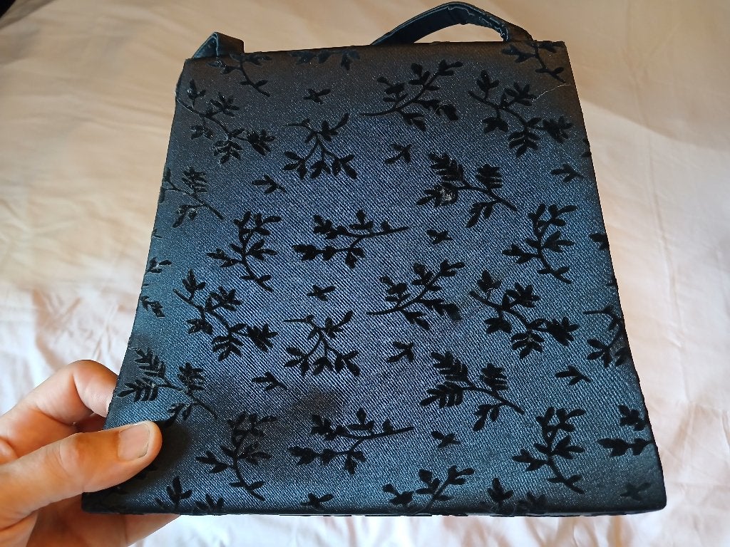 prachtige satijnen met fluwelen handtas van Darphin Paris, Ophalen of Verzenden, Zo goed als nieuw, Blauw, Handtas