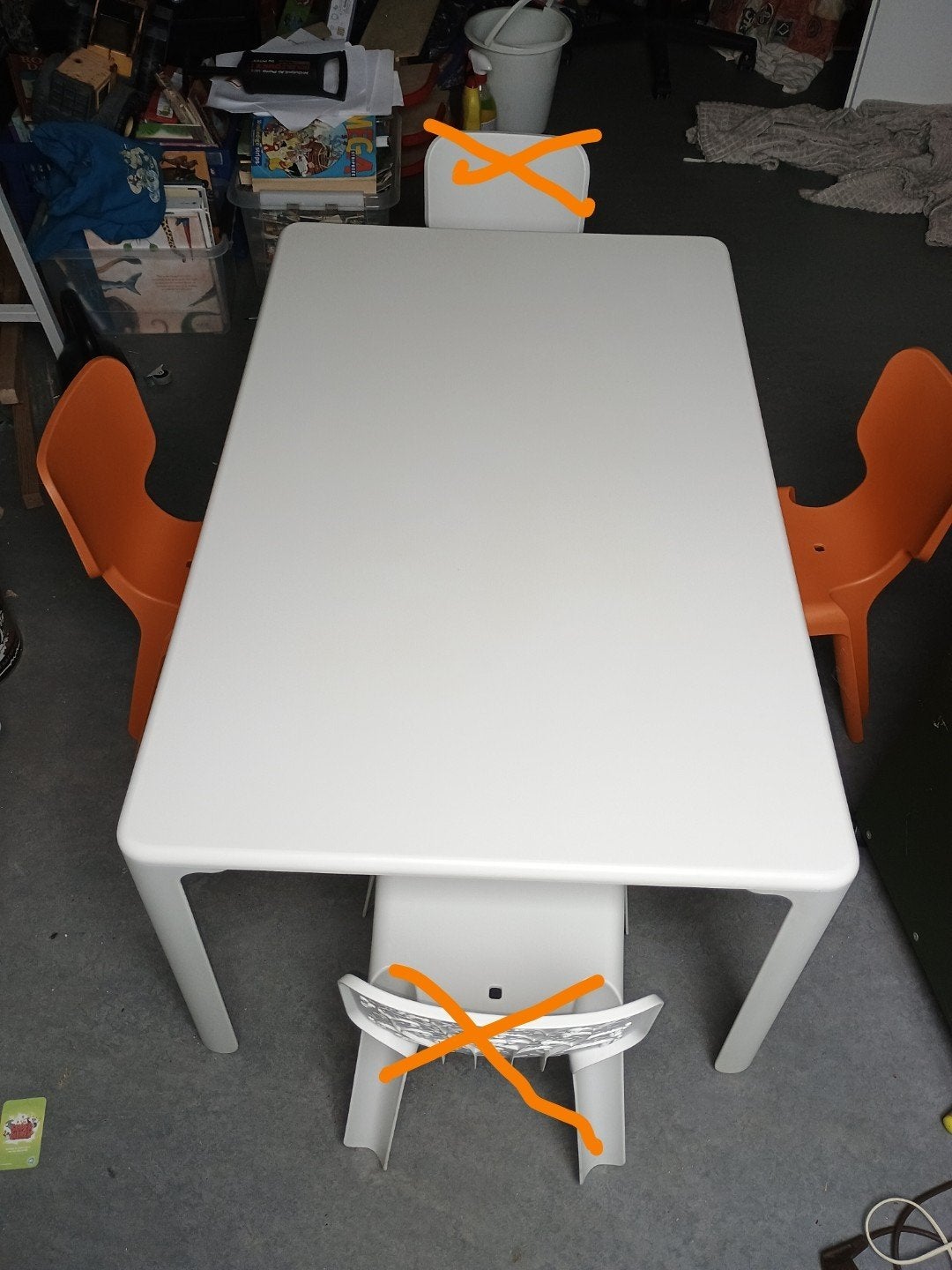 Magis Me Too Linus tafel en twee Alma kinderstoelen, Ophalen, Gebruikt, Overige typen, Aanschuifbaar