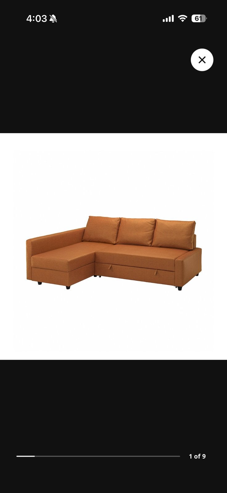 Slaapbank friheten oranje, Huis en Inrichting, Ophalen, Tweepersoons, Oranje, 140 cm