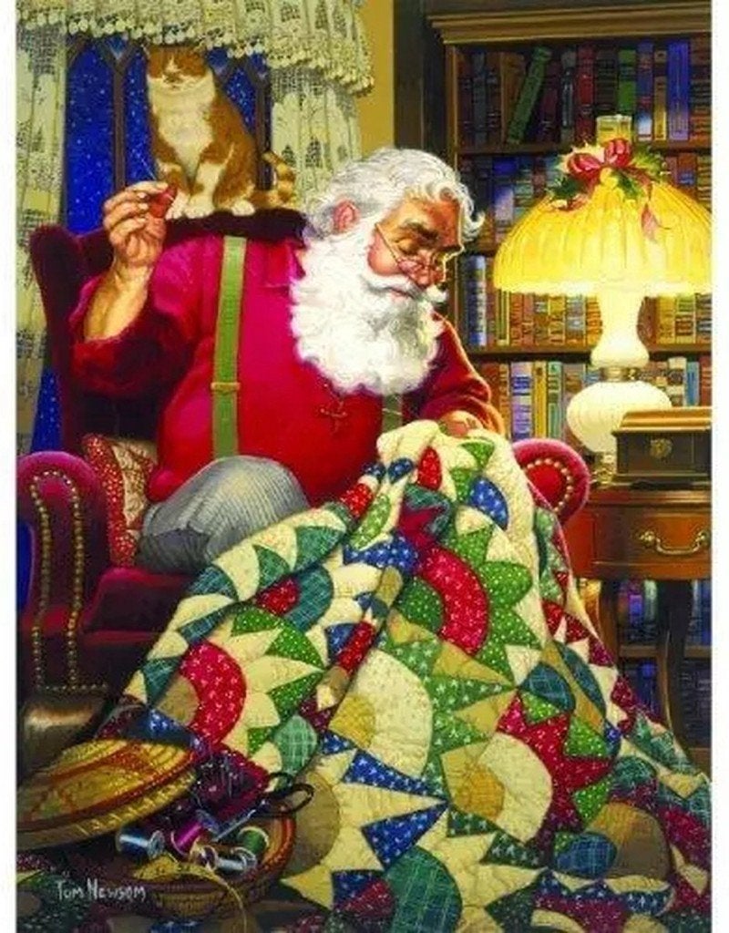 Kerstpuzzel Quilting Santa 1000 Sunsout nieuw, Hobby en Vrije tijd, Ophalen of Verzenden, 500 t/m 1500 stukjes, Nieuw