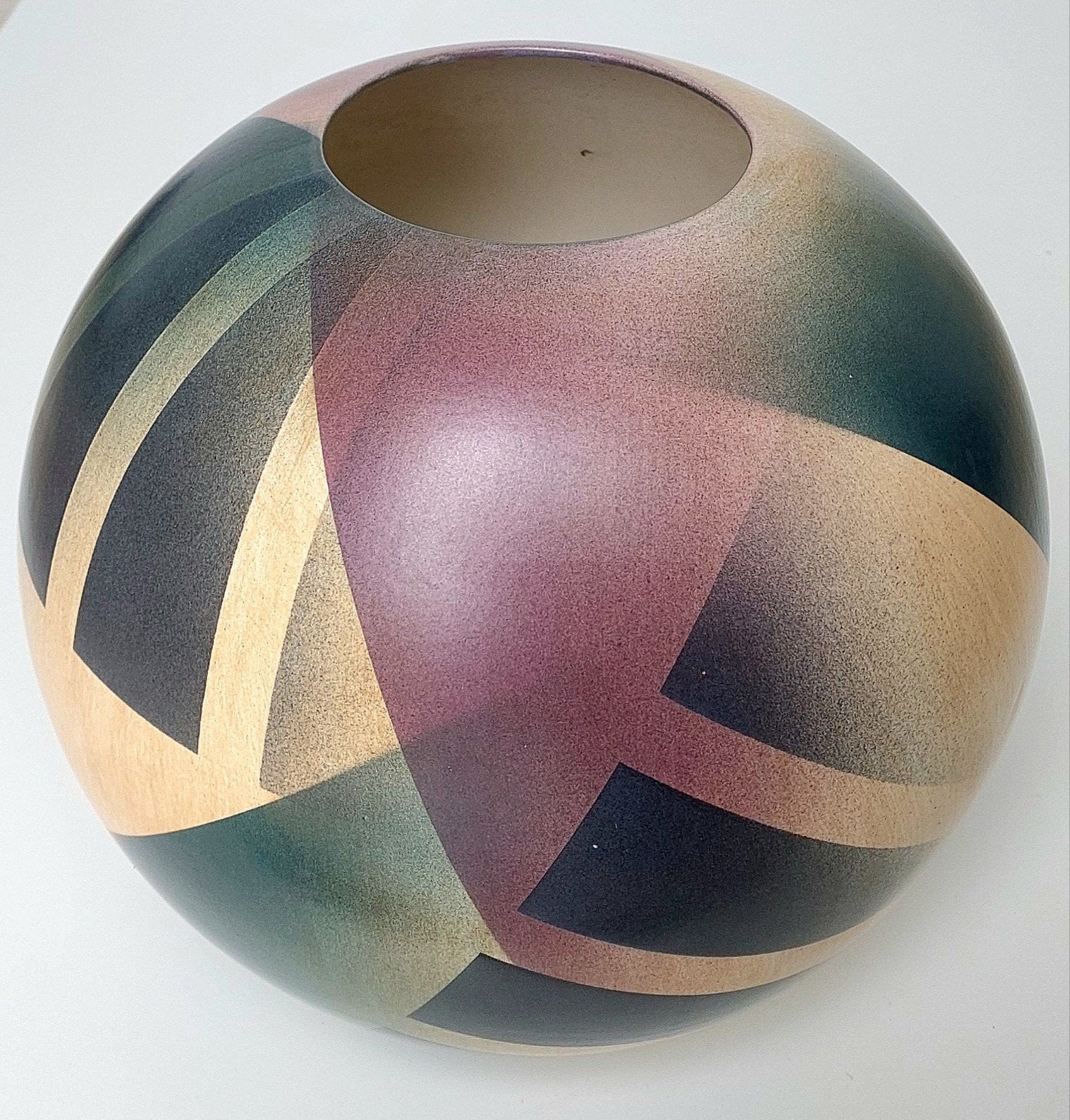 Vintage Post Modern Design Vaas John Bergen Studio Pottery, Gebruikt, Handgemaakt, Steen/keramiek, Meerkleurig