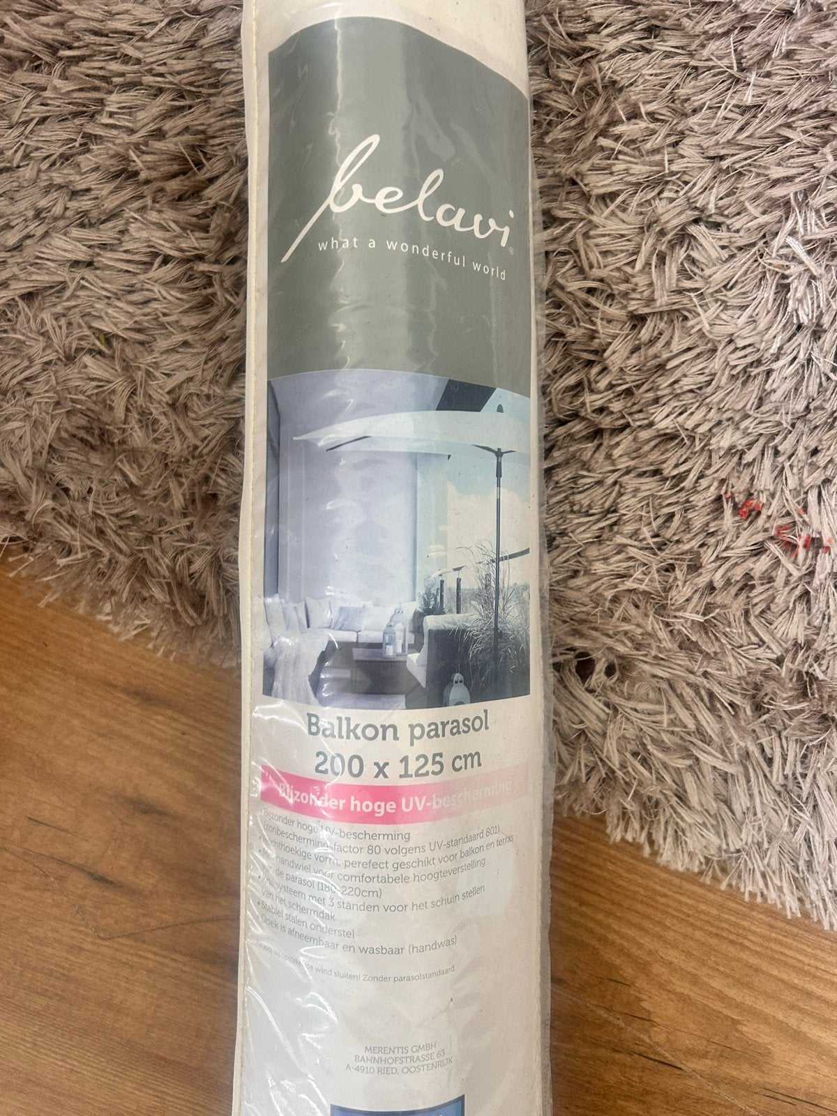 Nieuwe Belavi Balkonparasol - Rechthoekig model, Ophalen, Wit