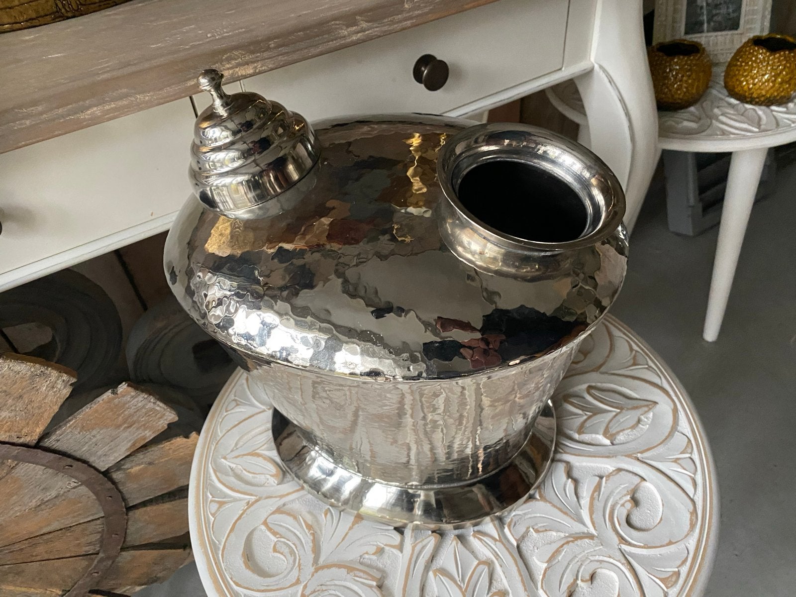 Schitterende nieuwe decoratieve wijnkoeler zilver, Huis en Inrichting, Ophalen of Verzenden, Nieuw, Metaal, Minder dan 5 flessen