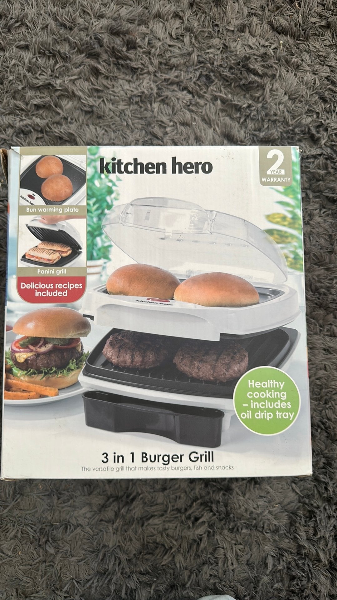 Kitchen Hero 3-in-1 Burger Grill & Paninigrill (In Doos), Ophalen of Verzenden