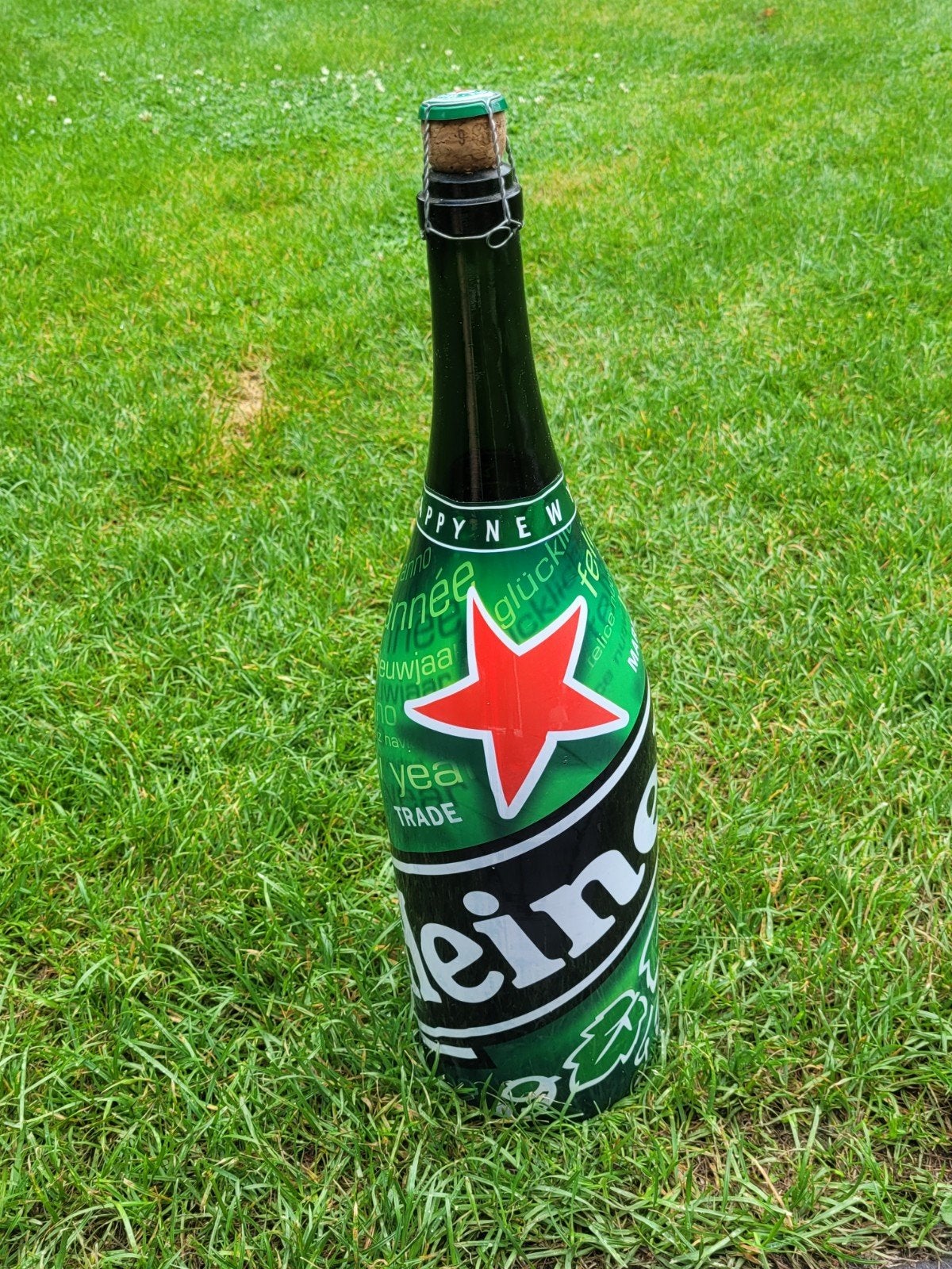 Grote Heineken fles 50 cm hoog - decoratie, Groen, Gebruikt, Overige stijlen, Ophalen of Verzenden