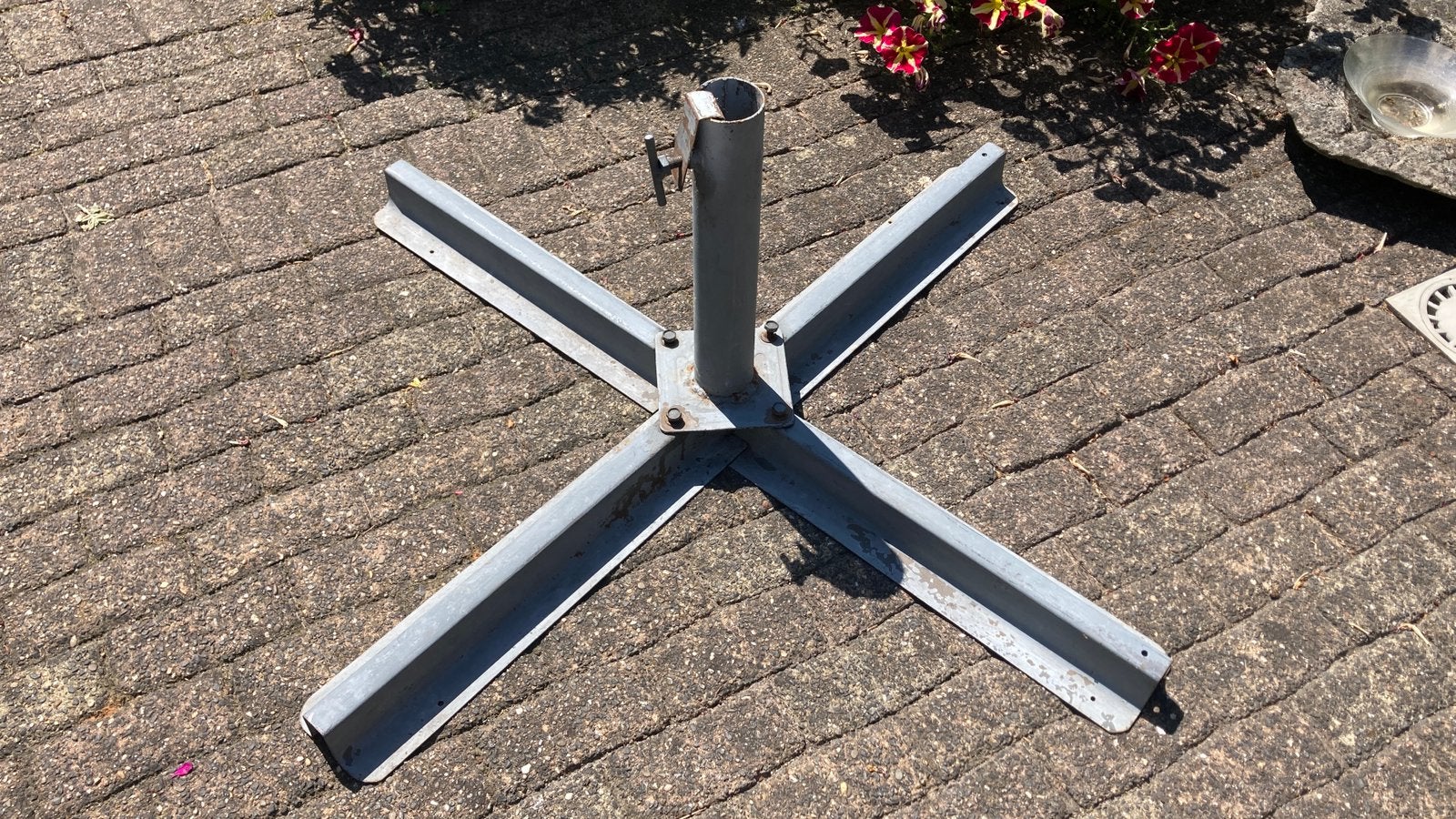 Parasolvoet ( Demonteerbaar kruis 1x1m.), Ophalen of Verzenden, Parasolvoet, Minder dan 1 meter, Verstelbaar