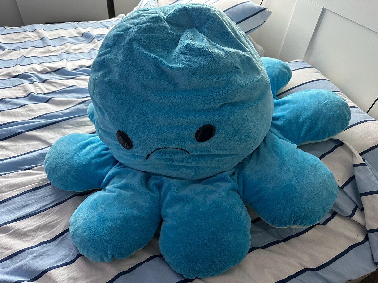Grote Omkeerbare Knuffel Octopus-Blauw/Mintgroen van 90 cm!, Gebruikt, Overige karakters, Overige typen, Blauw