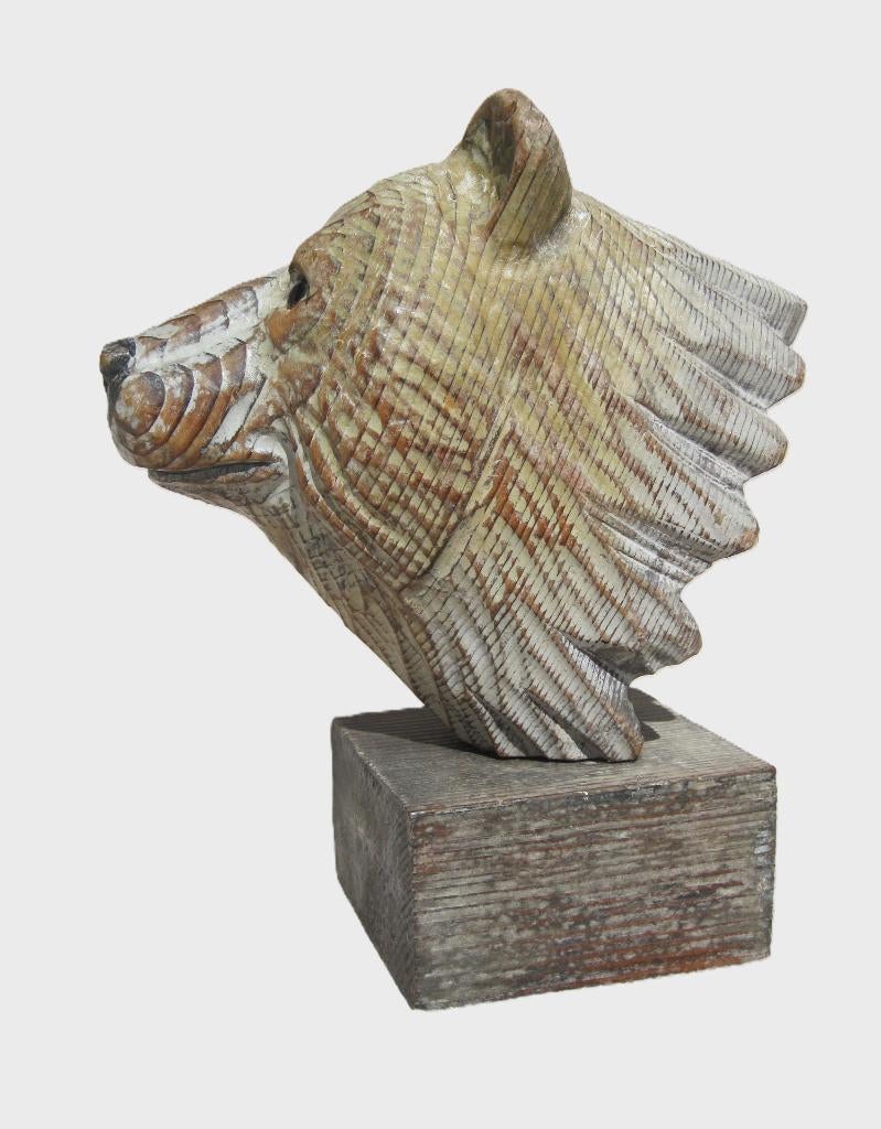 Houten berenkop - bord sculptuur - egel zwarte woud., Antiek en Kunst, Kunst | Beelden en Houtsnijwerken, Ophalen