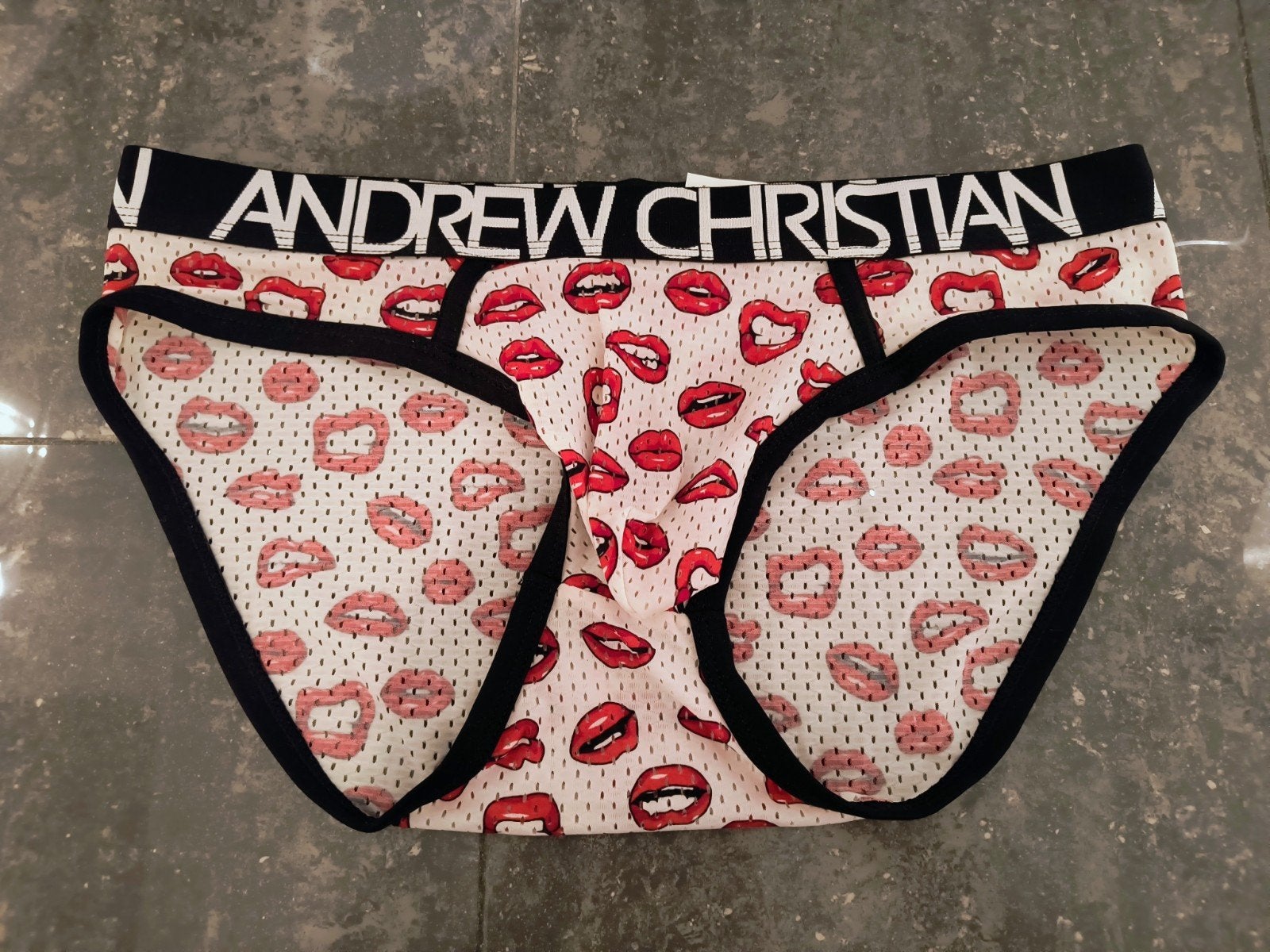 Andrew Christian Witte Rode mesh heren slip ondergoed|Maat L, Kleding | Heren, Verzenden, Wit, Andrew Christian, Slip