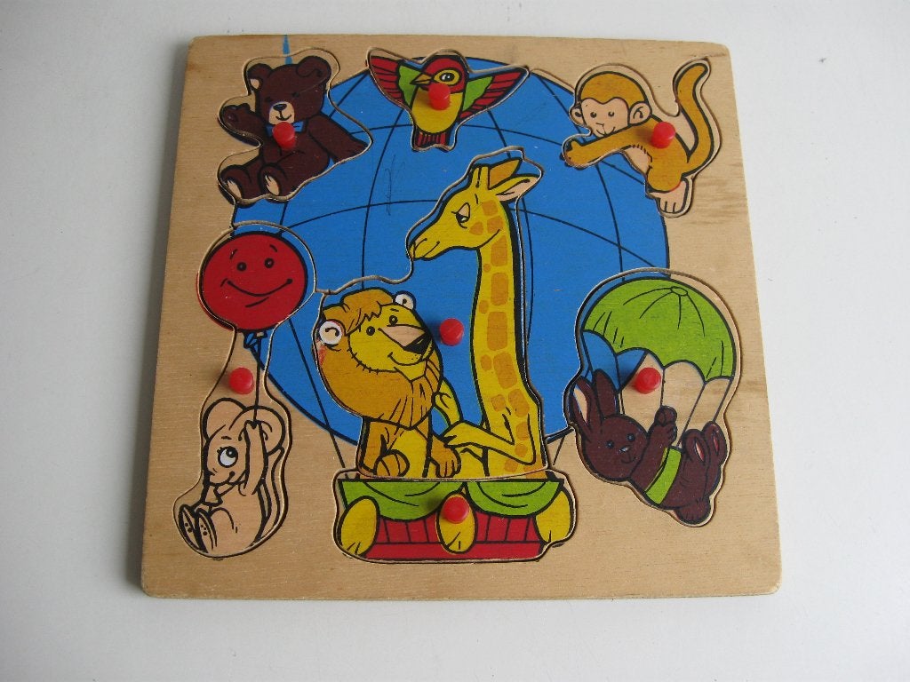 houten puzzels 2 met noppen en 1 zonder, Ophalen of Verzenden, Minder dan 10 stukjes, 6 maanden tot 2 jaar