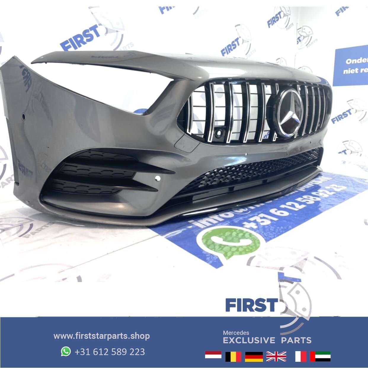 W177 A35 AMG VOORBUMPER GRIJS COMPLEET Mercedes A Klasse BUM, Gebruikt, -, Voor, Ophalen of Verzenden
