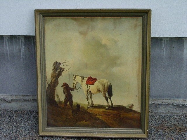 Reproductie van De Schimmel 1646, Antiek en Kunst, Ophalen of Verzenden, Schilderij, Overige technieken, Ingelijst