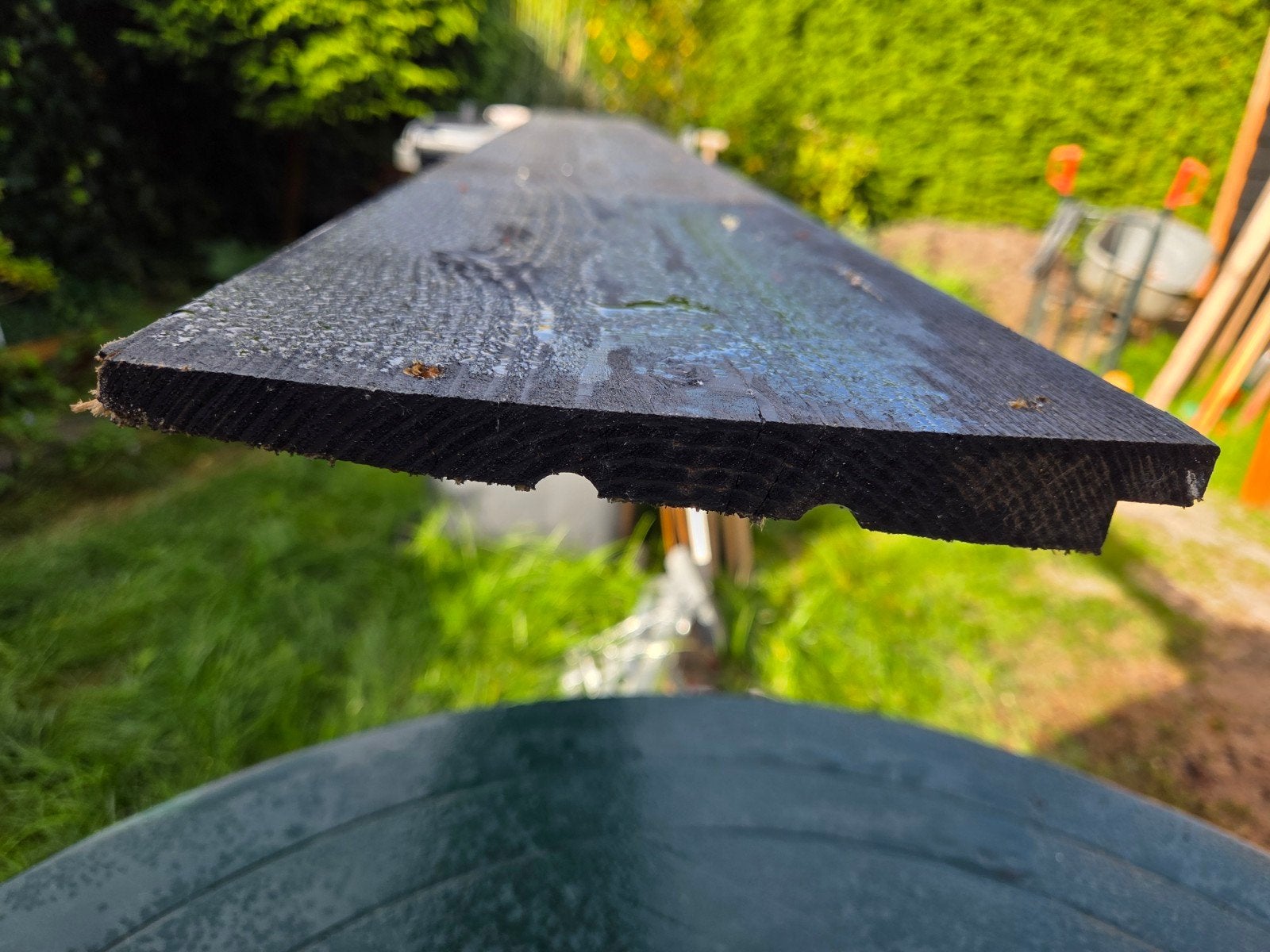 Zwarte potdeksel plank - 470 cm lang, Ophalen