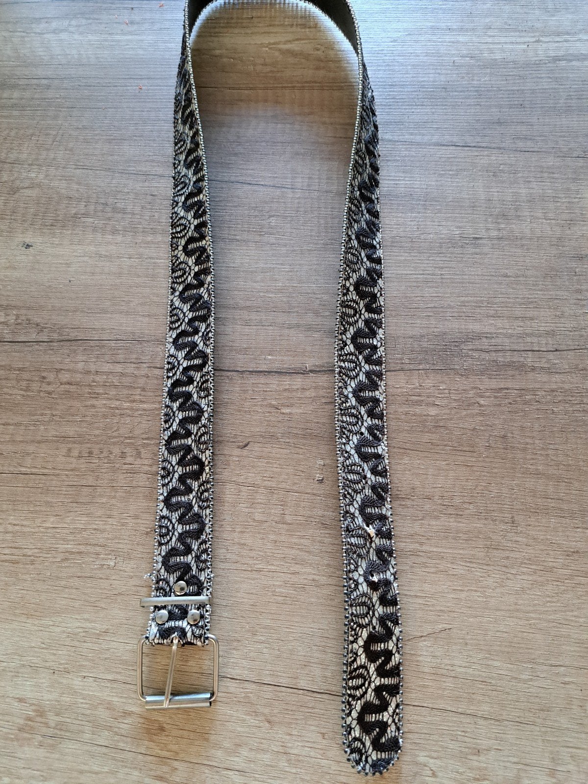 riem zilver/zwart 120cm, Ophalen of Verzenden, Zo goed als nieuw, Zwart, 100 cm of meer