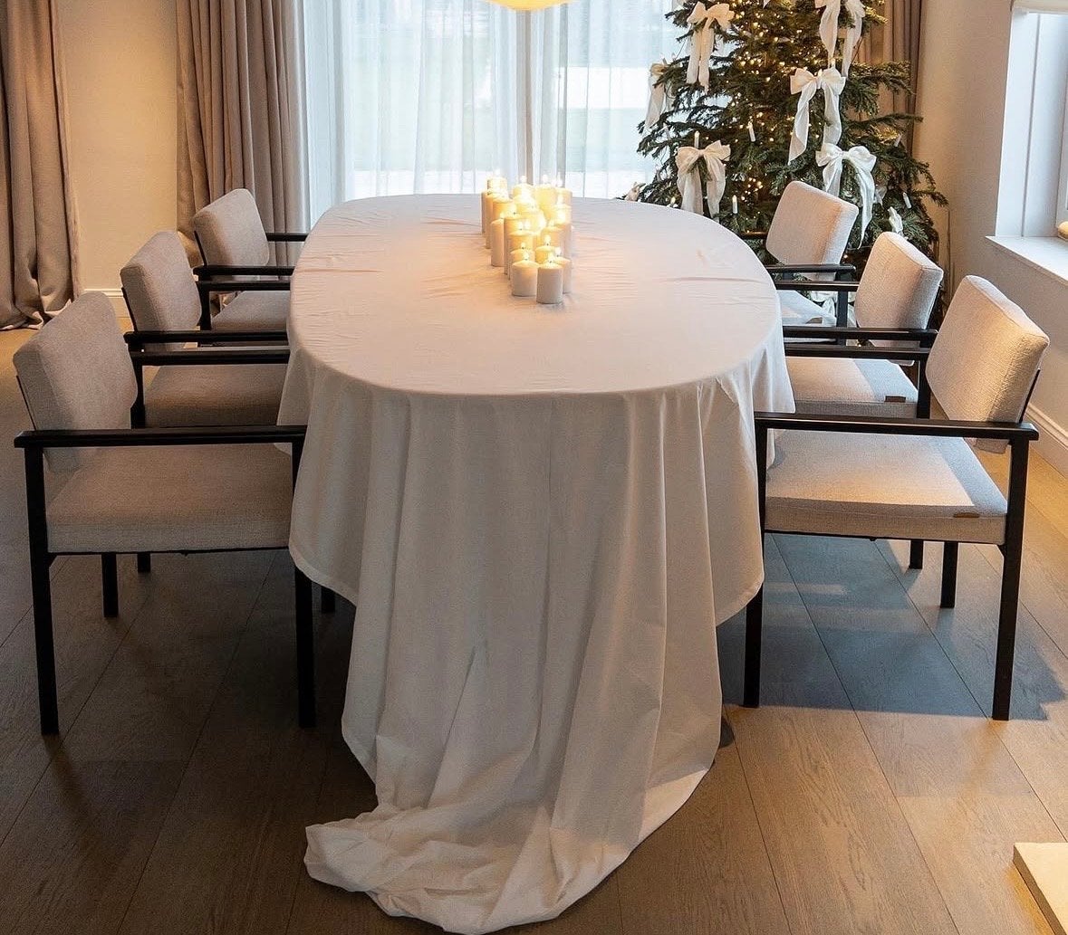 Deens ovaal eettafel met 6 stoelen - Ovale vorm, Japandi, 100 tot 150 cm, 200 cm of meer, Ophalen of Verzenden