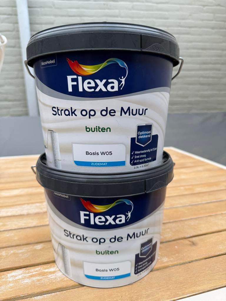 Flexa Strak op de Muur Buiten Wit (RAL 9016) 5L, Ophalen, 5 tot 10 liter, Wit, Nieuw