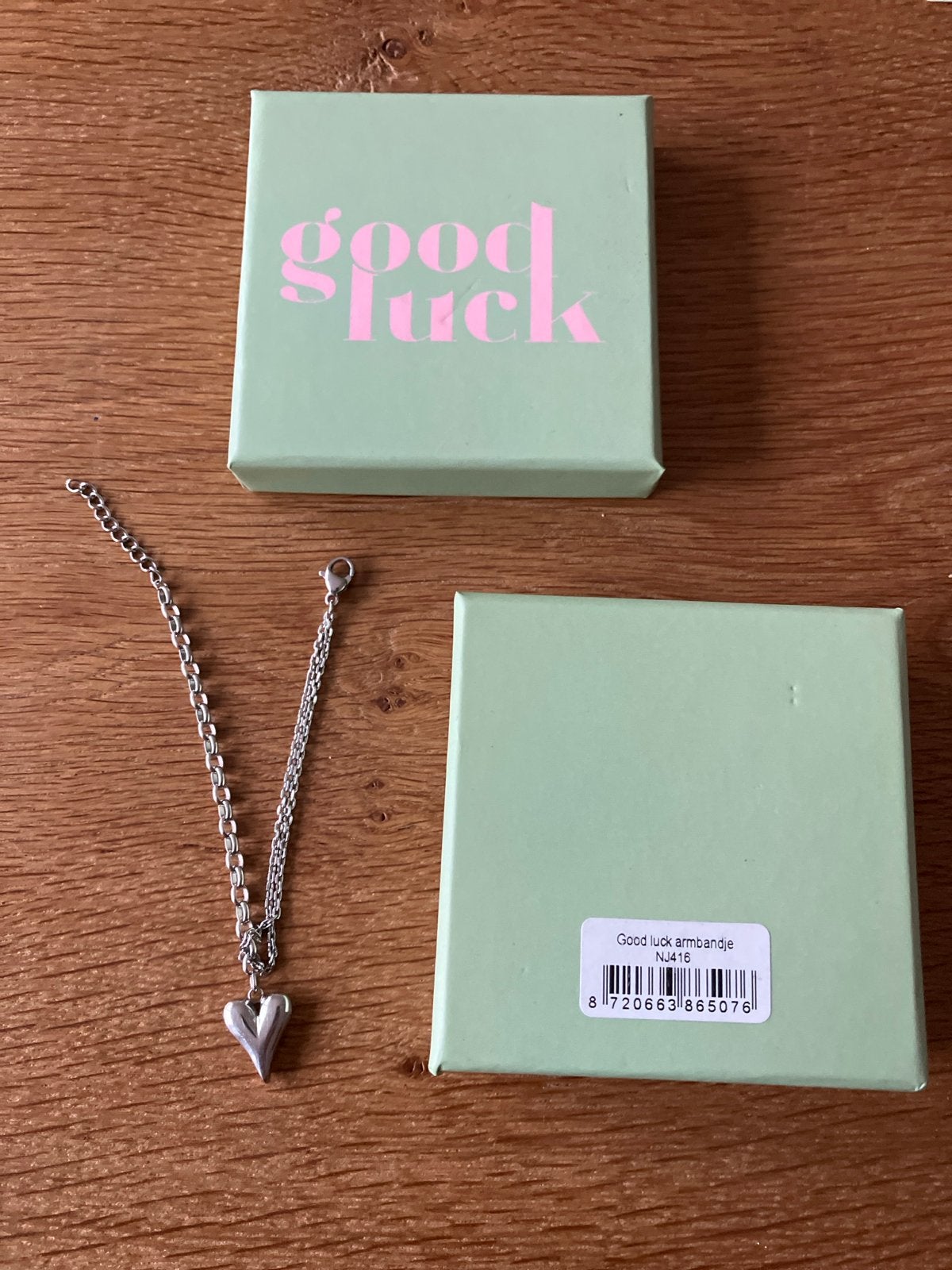 Good Luck Armbandje met Hartje - Zilverkleurig, Overige materialen, Nieuw, Ophalen of Verzenden, Met bedels of kralen
