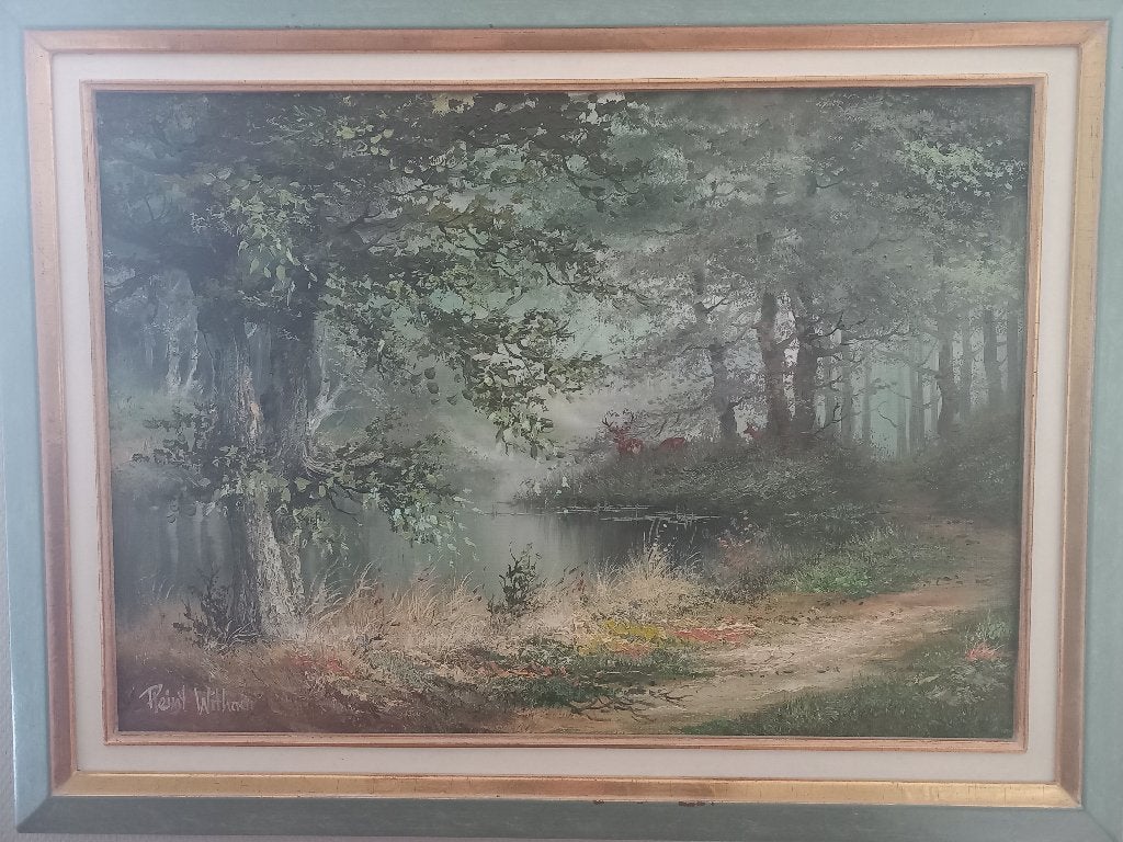 Schilderij Reint withaar, Ophalen, Origineel werk, Olieverf, Landschap