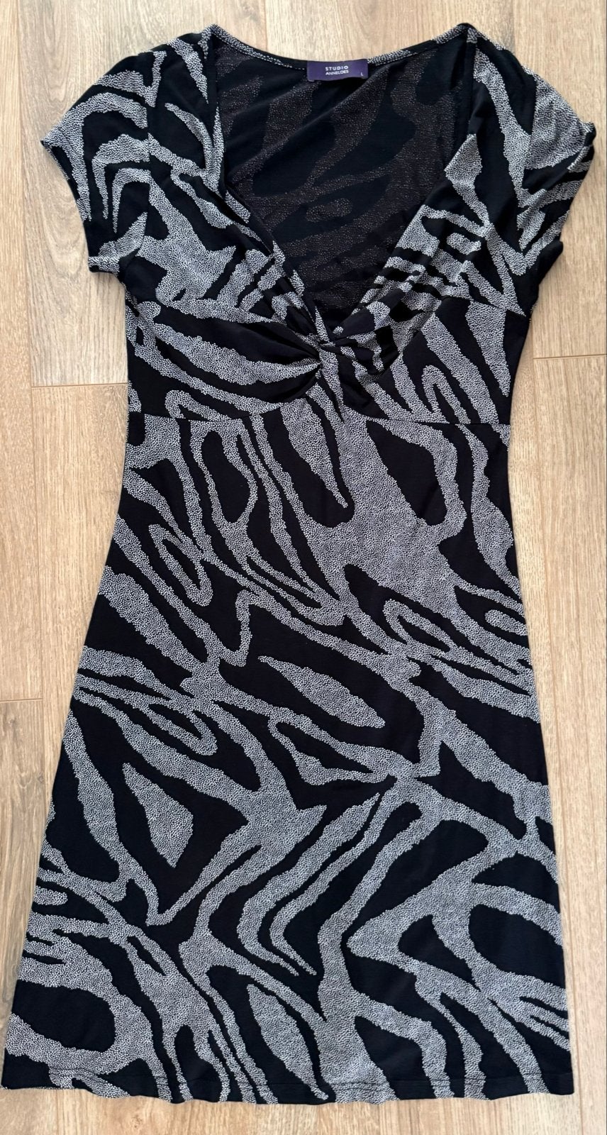 Studio Anneloes jurk met zebraprint, maat L, Ophalen, Zwart, Maat 42/44 (L), Zo goed als nieuw