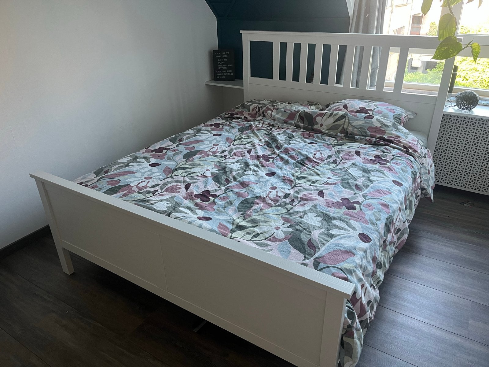 IKEA Hemnes bed 160x200 met lattenbodem en matras, Ophalen, Gebruikt, Wit, Tweepersoons