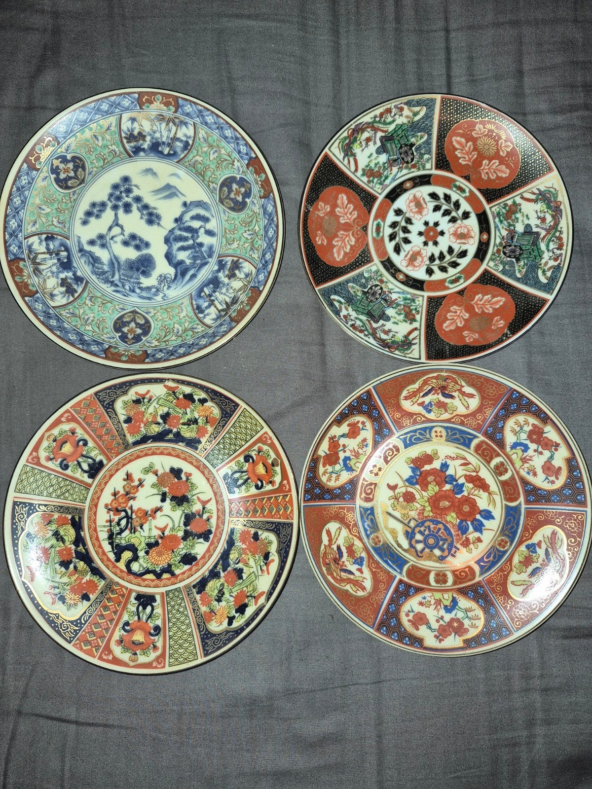 Set van 4 vintage Japanse wandborden, handgeschilderd, Ophalen of Verzenden