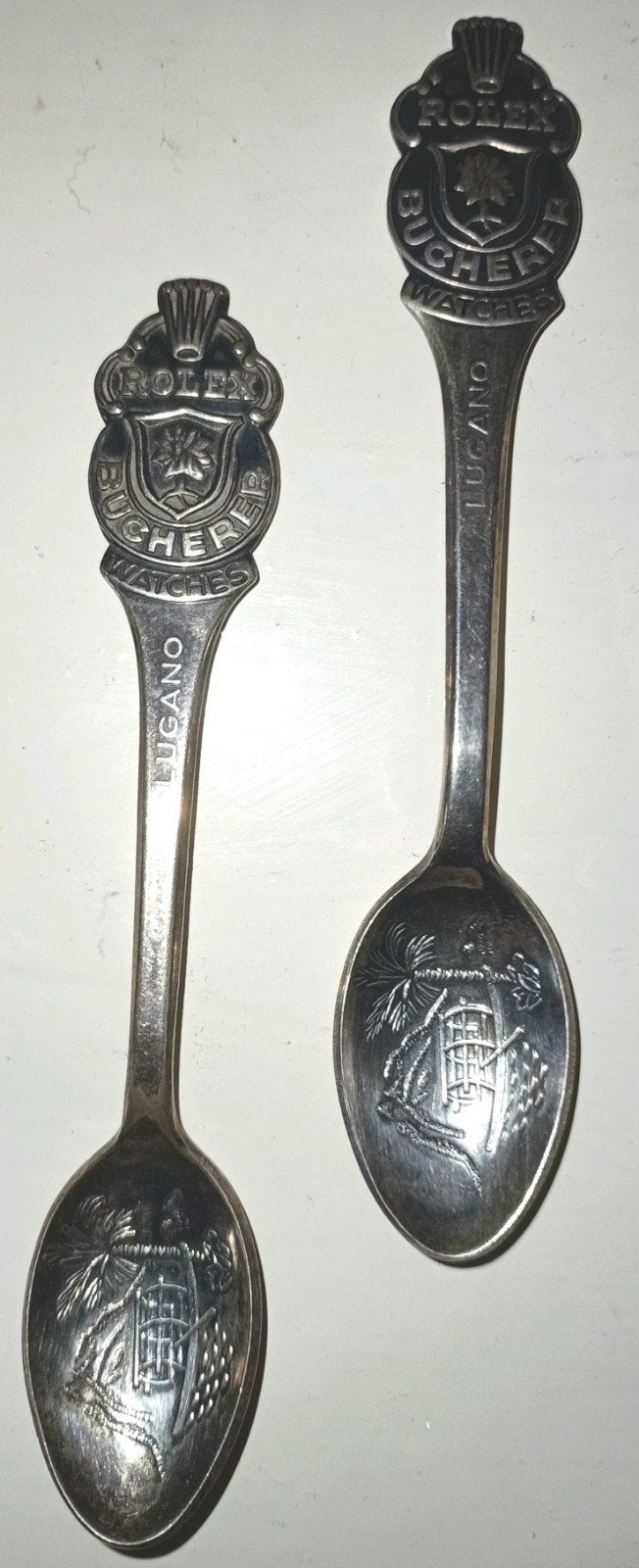 Set van 2 ongebruikte Rolex Bucherer Lugano lepels, Antiek en Kunst, Ophalen of Verzenden