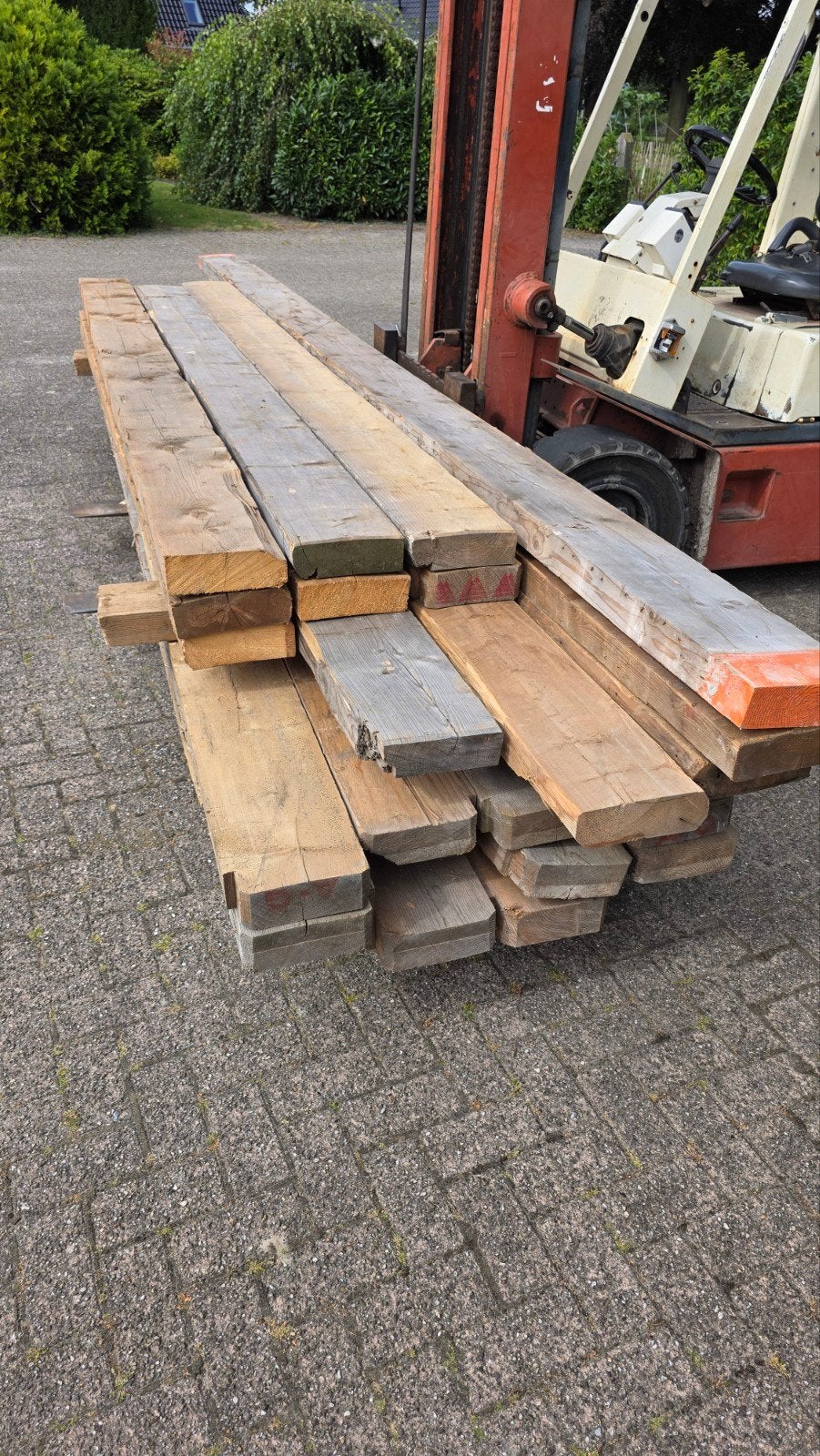 vuren balken 22,5 bij 7,5cm circa 4,45m lang, Ophalen, Gebruikt, 250 cm of meer, Balken