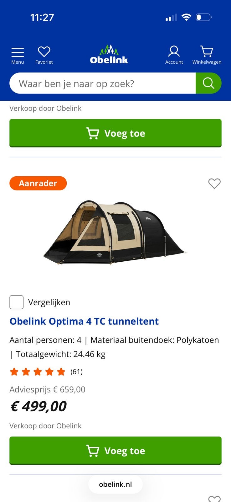 Tent 3 personen, Ophalen, Zo goed als nieuw