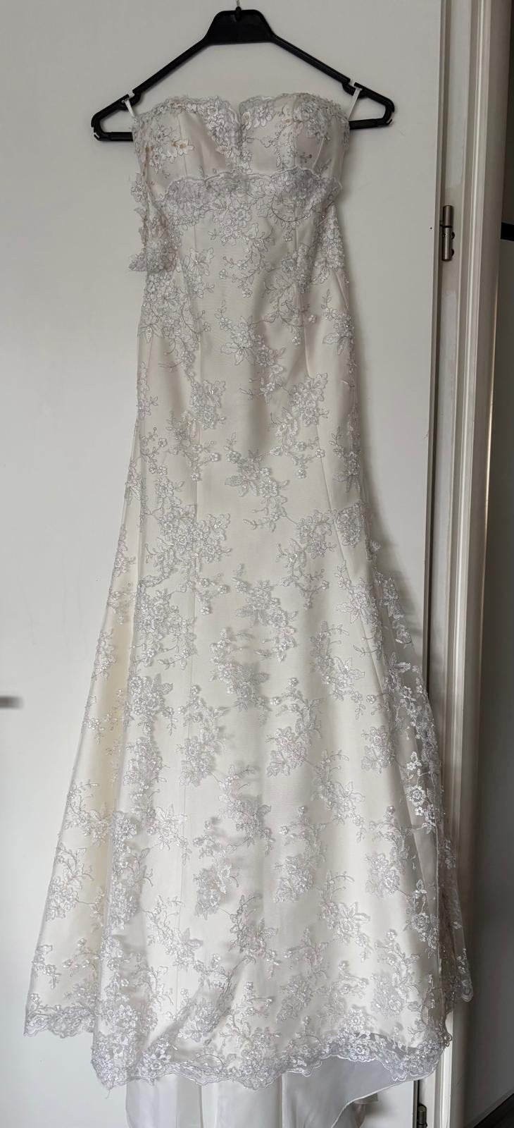 AKAY Trouwjurk met kant en sleep, Ophalen, Trouwjurk, Wit, AKAY