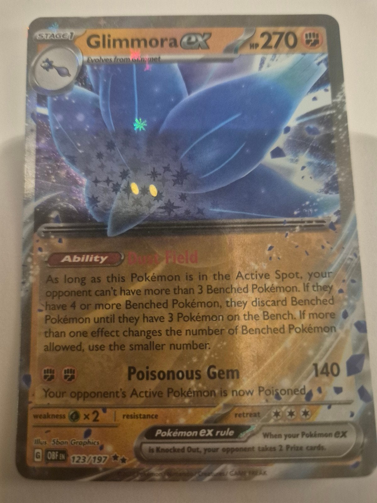 Glimora EX pokemon obsidean flames 123/197, Ophalen of Verzenden, Nieuw, Losse kaart, Foil