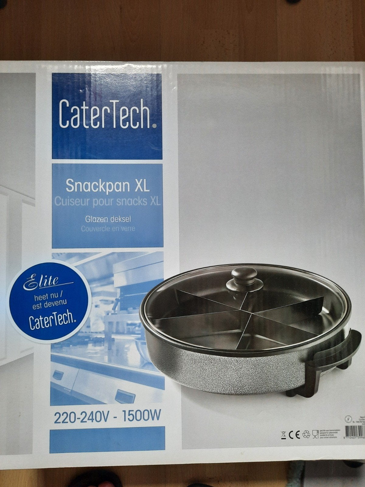 CaterTech Snackpan XL - 1500W met Glazen Deksel, Ophalen of Verzenden, Nieuw
