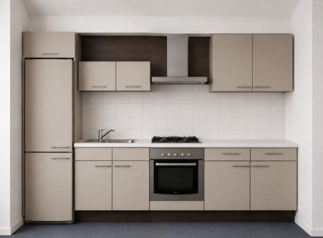 Complete beige keuken met apparatuur, Ophalen, Gebruikt, Enkelwandige keuken, Kunststof