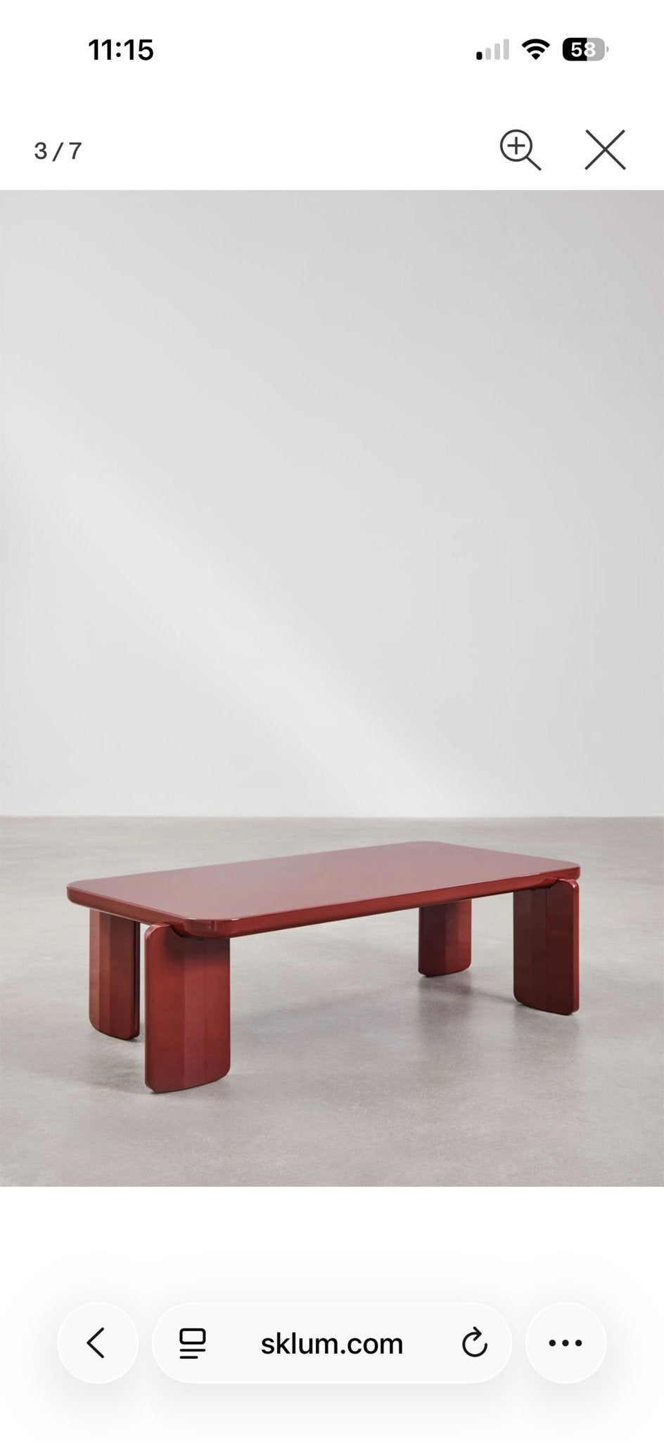 SKLUM Moderne salontafel in bordeauxrood, Overige materialen, 100 tot 150 cm, Zo goed als nieuw, 50 tot 100 cm