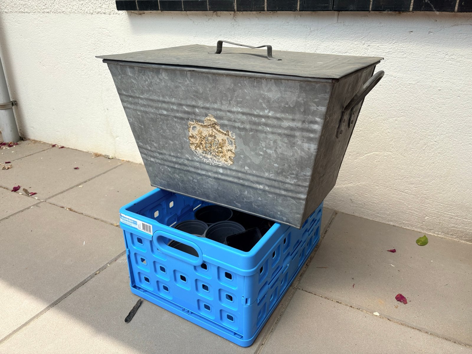Vintage Zinken Bak met Deksel - Decoratief en Functioneel, Ophalen