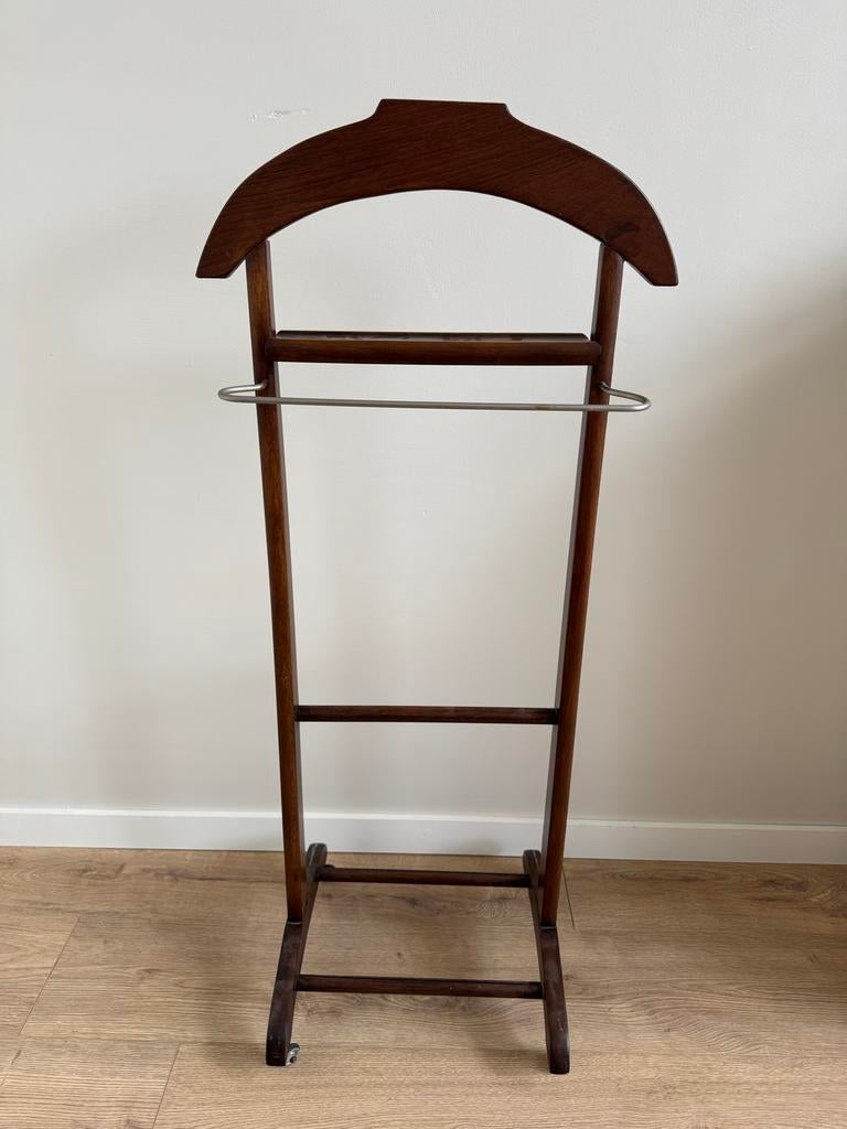 Vintage houten kledingrek dressboy op wielen, Ophalen, Gebruikt, Hout, Staande kapstok