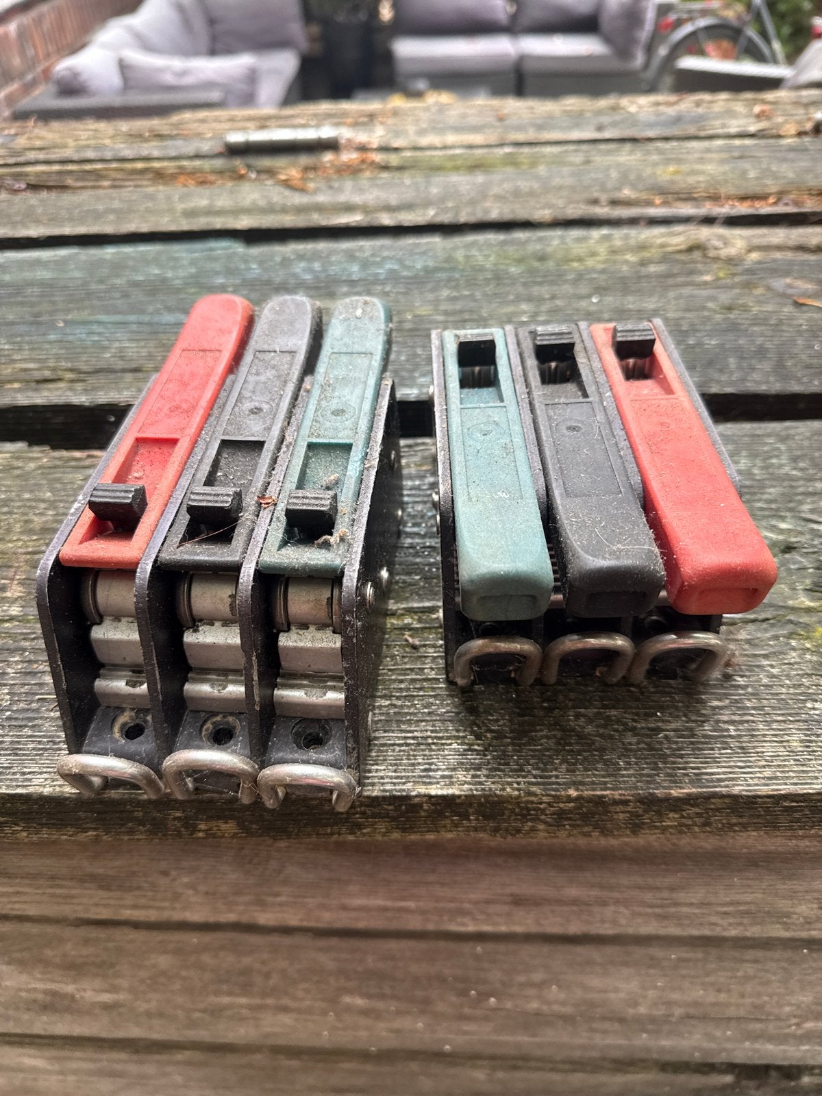 2x drievoudige valstoppers, Ophalen, Gebruikt