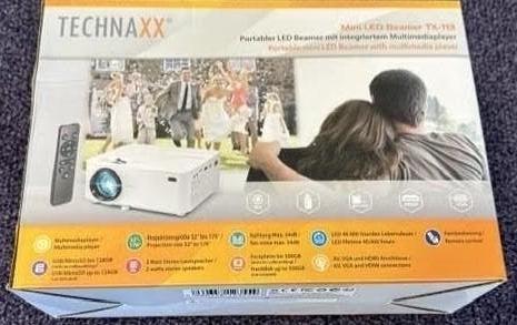 Technaxx Mini LED Beamer TX-113 met multimediaspeler, Ophalen of Verzenden, Zo goed als nieuw, LED, Full HD (1080)