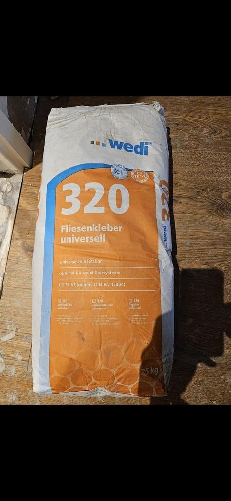 Wedi 320 Universele Tegellijm 25 kg + aangebroken zak 15 kg, Doe-het-zelf en Verbouw, Overige materialen, Overige typen, Nieuw
