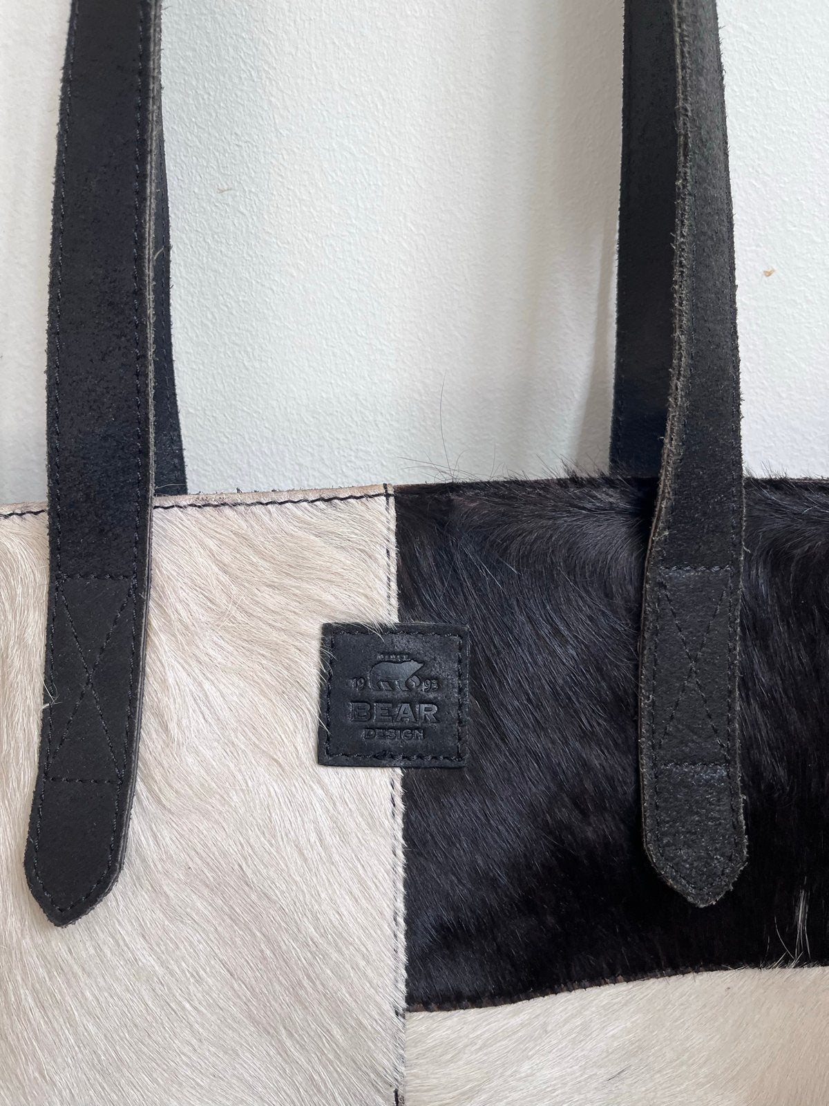 Bear Design Shopper Zwart/Wit echt leer, Ophalen of Verzenden, Zo goed als nieuw, Zwart, Shopper