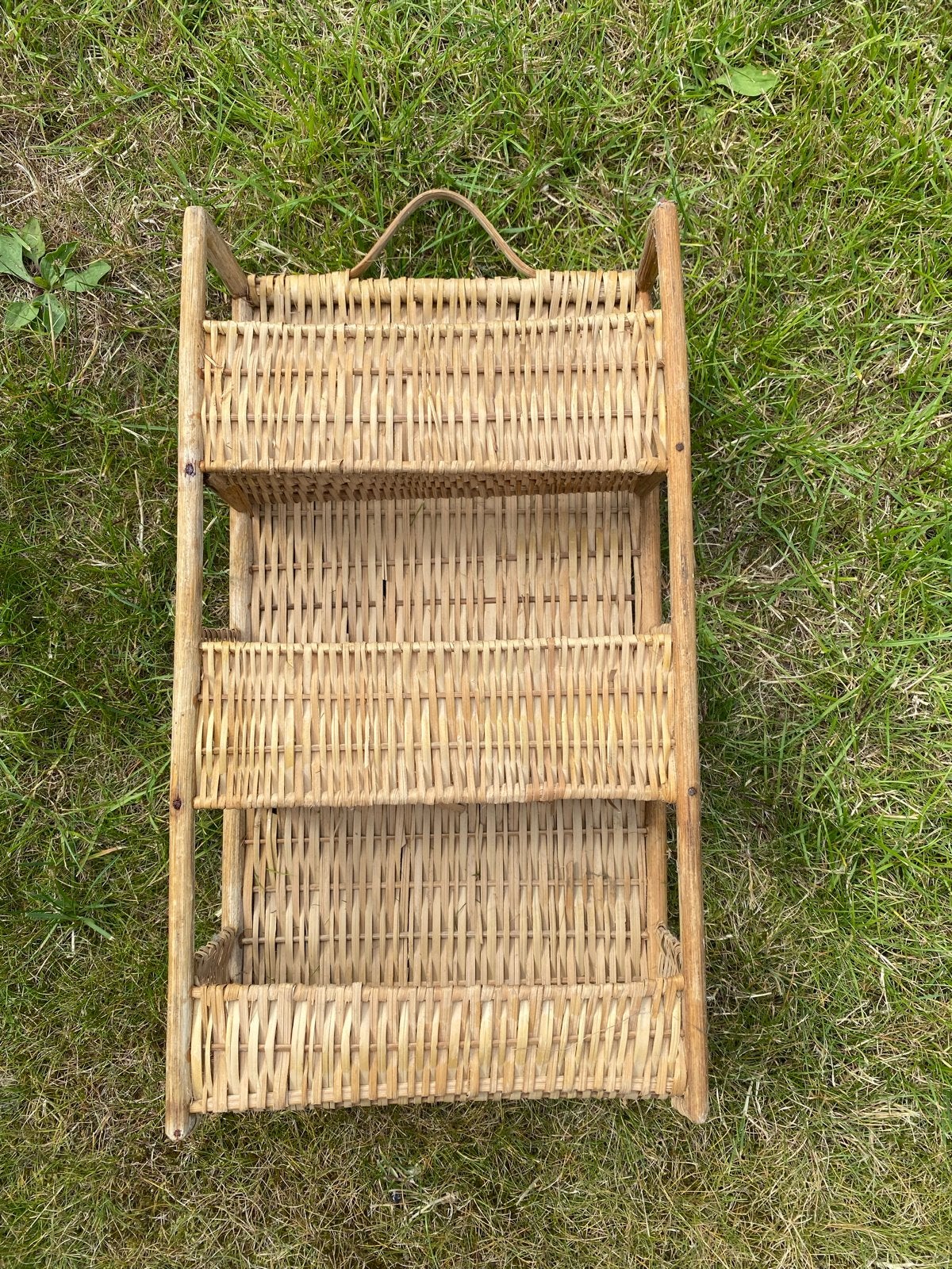 Vintage rotan tijdschriftenrek met 3 vakken, Watersport en Boten, Ophalen, Gebruikt