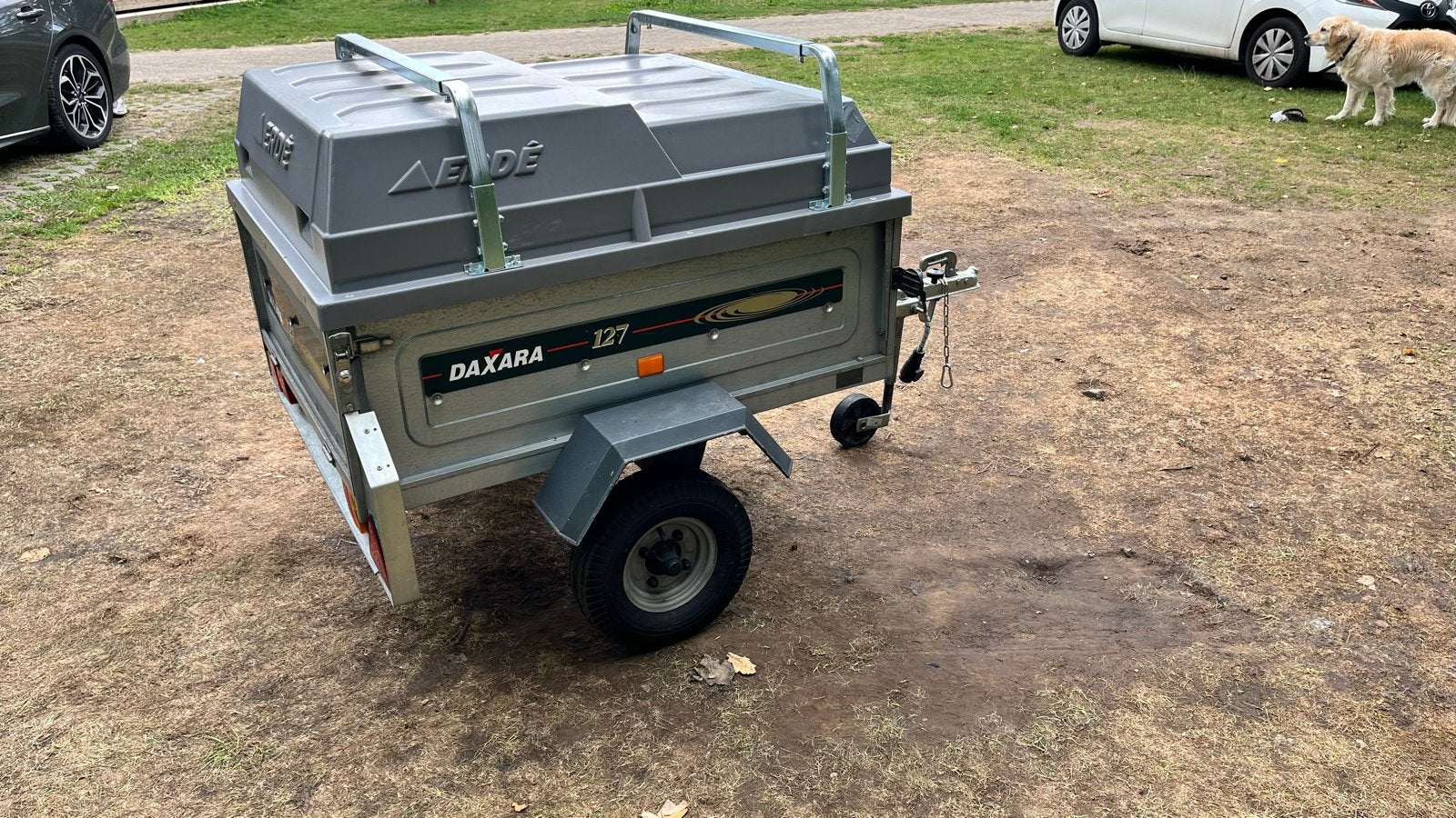 Daxara 127 aanhangwagen met deksel en fietsenrek, Auto diversen, Ophalen, Gebruikt