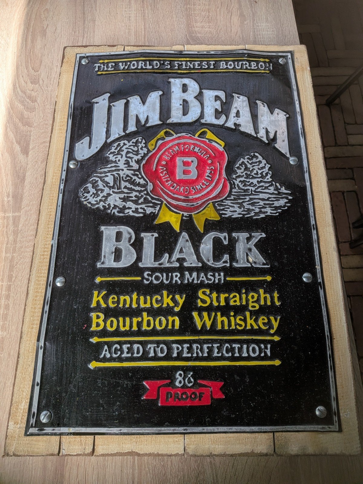 Jim Beam Black Bourbon Whiskey, Ophalen of Verzenden, Reclamebord