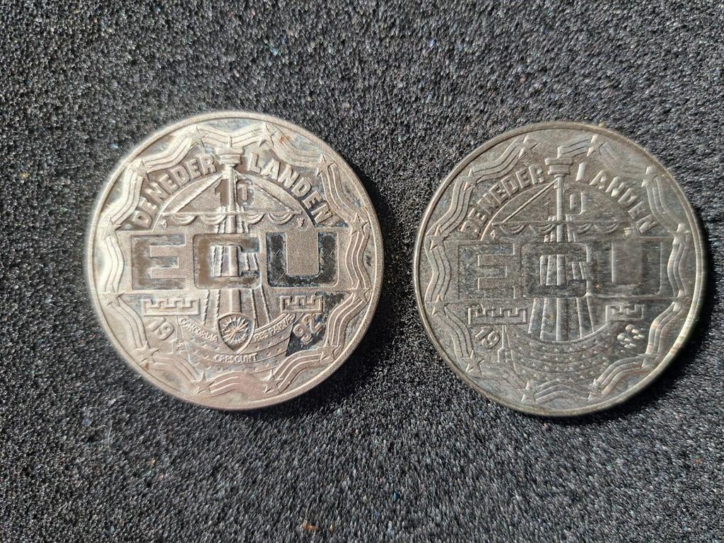2 Ecu munten Nederland, Ophalen of Verzenden, Koning Willem I, Overige waardes, Setje