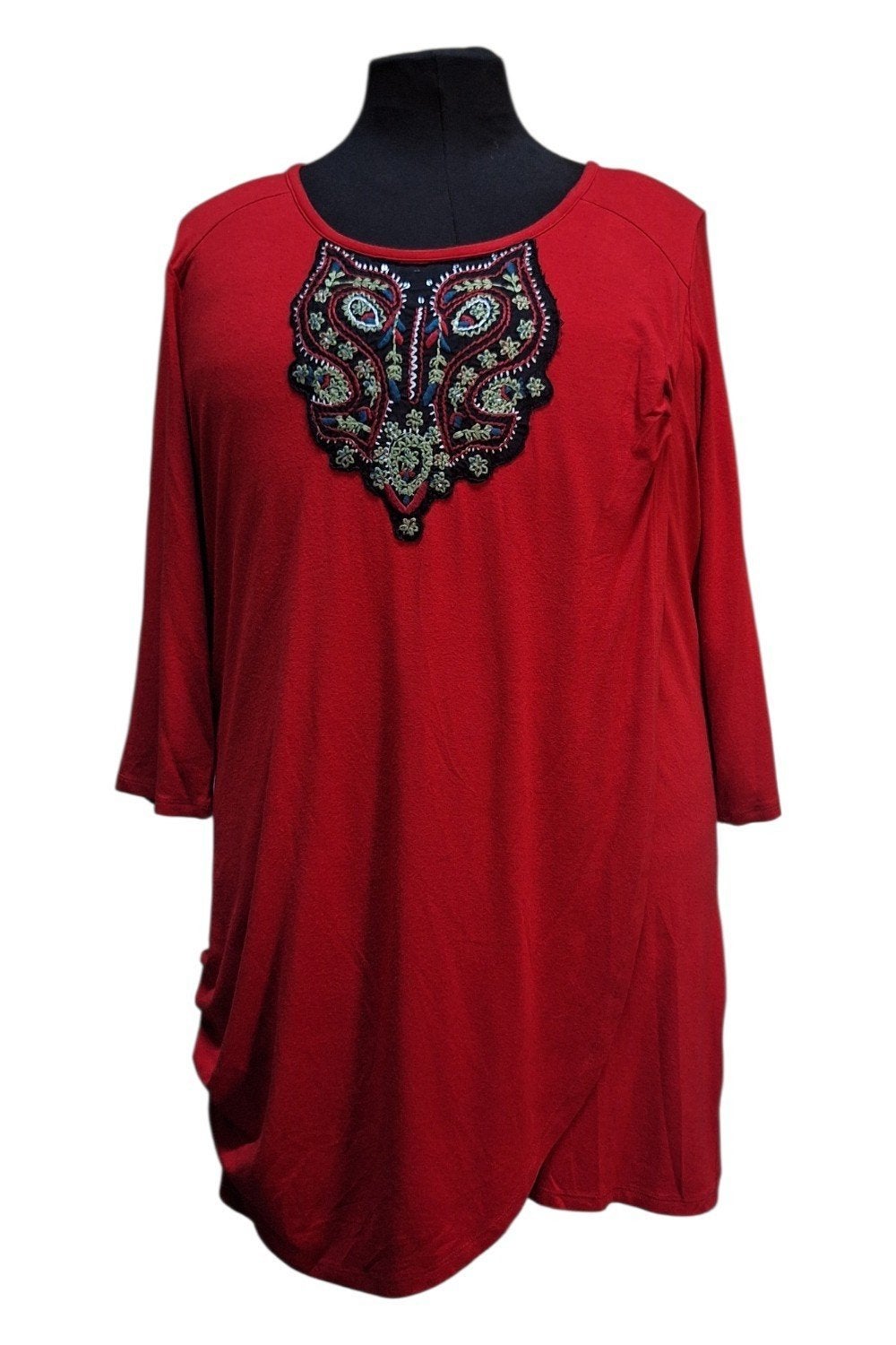Rode tuniek met borduursel - Head over Heels- mt48, Head over Heels, Blouse of Tuniek, Ophalen of Verzenden, Zo goed als nieuw