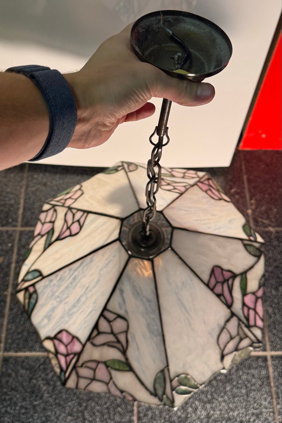 Tiffany Stijl Hanglamp - Diameter 40cm, Huis en Inrichting, Lampen | Hanglampen, Ophalen, Gebruikt, Glas, E27 (groot)