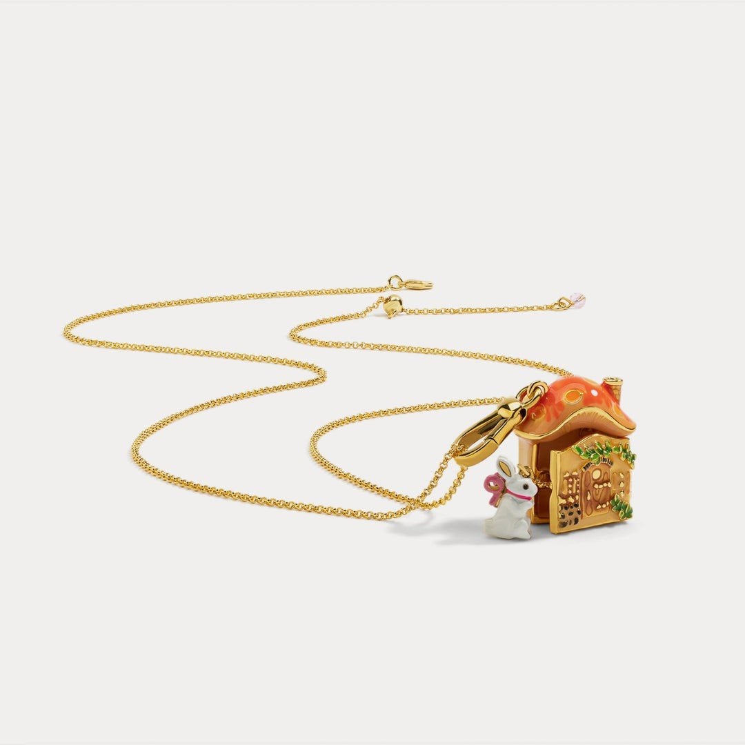 Schattige nieuwe ketting met een paddestoel huisje, Overige materialen, Nieuw, Ophalen of Verzenden, Verstelbaar